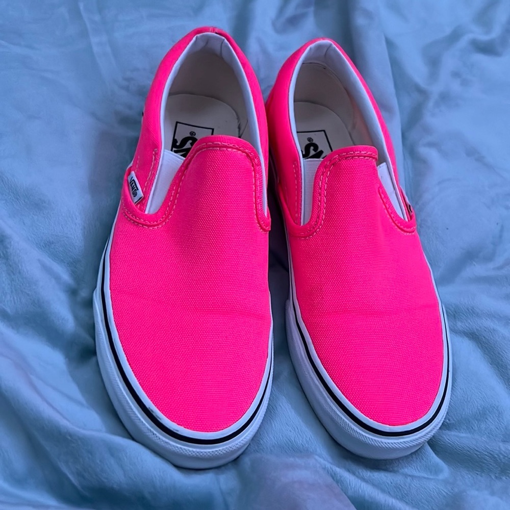 neon pink canvas vans